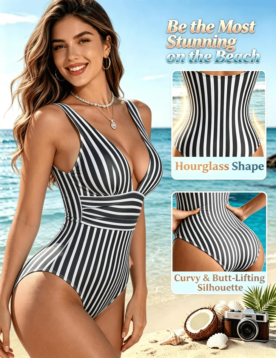 Bañador Reductor Mujer Barriga Trajes de Baño Una Pieza Vientre Plano Monokinis Control Cintura Alta Fruncido Cuello en V Sexy Push Up Natacion Bañadores Reductor Ropa de Baño Playa Halter