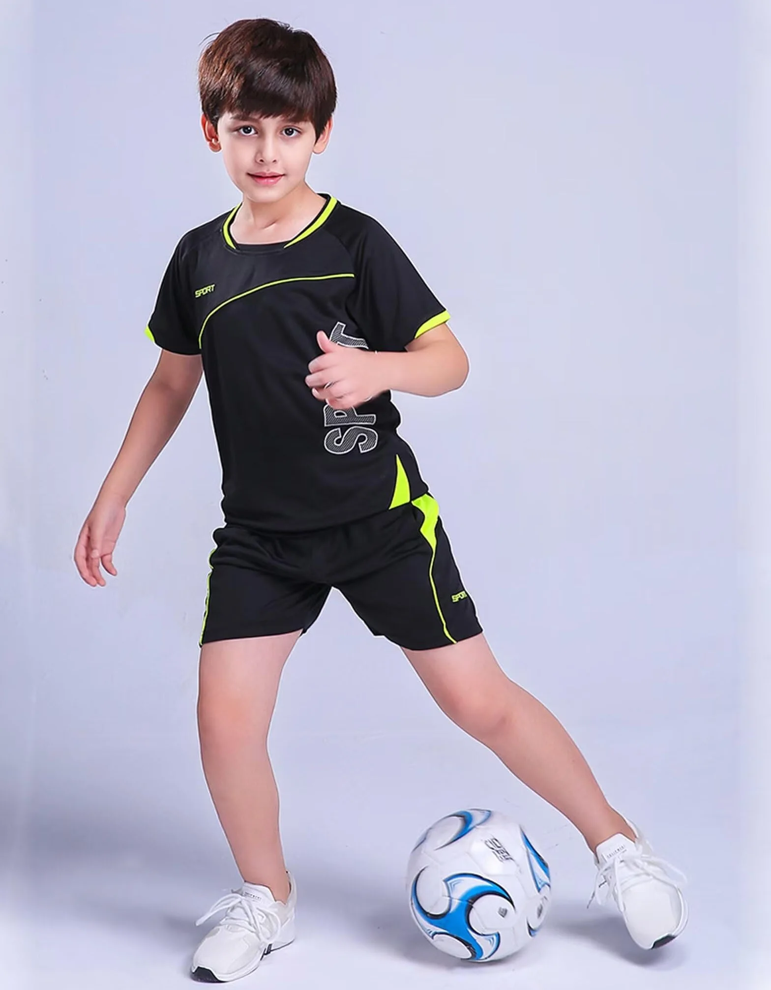 Camiseta de Fútbol Equipación Niño Conjunto para Niño Pantalones Cortos y Camisa al Aire Libre para Niños