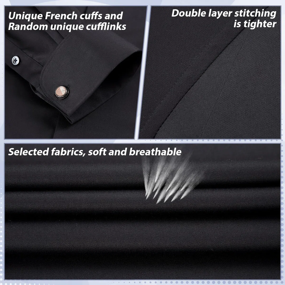 Gollnwe Camisa de Vestir para Hombre de Corte Ajustado y elástico con puños franceses