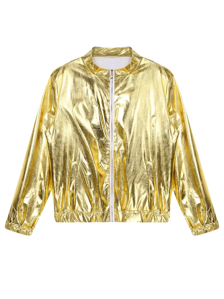 inlzdz Camisa de Manga Larga con Lentejuelas Brillante para Hombre Ropa Superior para Danza Latino Concierto Partido Navidad Cosplay Halloween