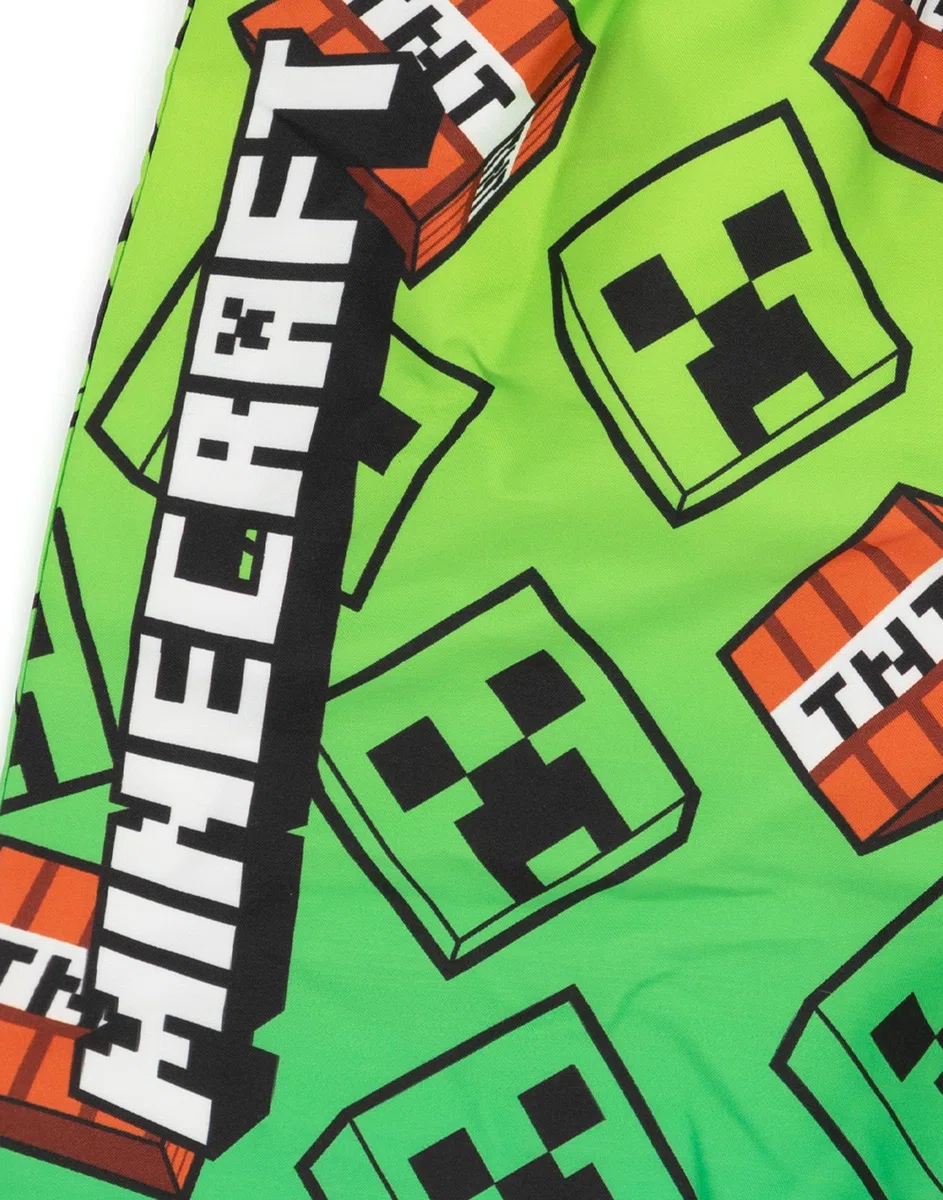 Minecraft Swim Shorts para Niños | Opciones De Vid Azul-Verde O Verde | Kids Teen Creeper Steve Alex TNT Personajes Explosivos Gamer Swim Pantalones Trunks