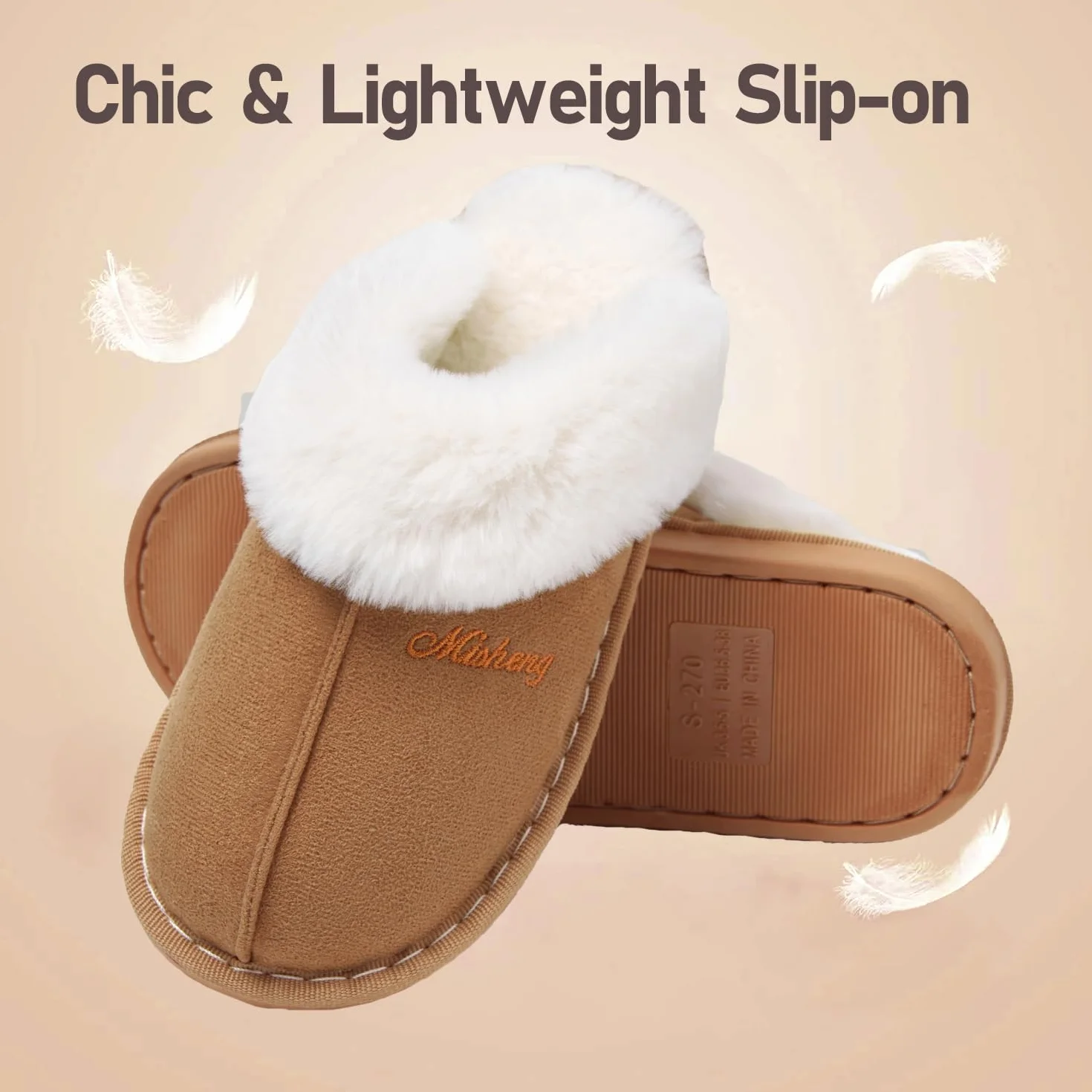 Donpapa Zapatillas de Estar por Casa Mujer Hombre Invierno Peluche Cálido Pantuflas Memory Foam Comodas Confortables Antideslizante Interior Exterior