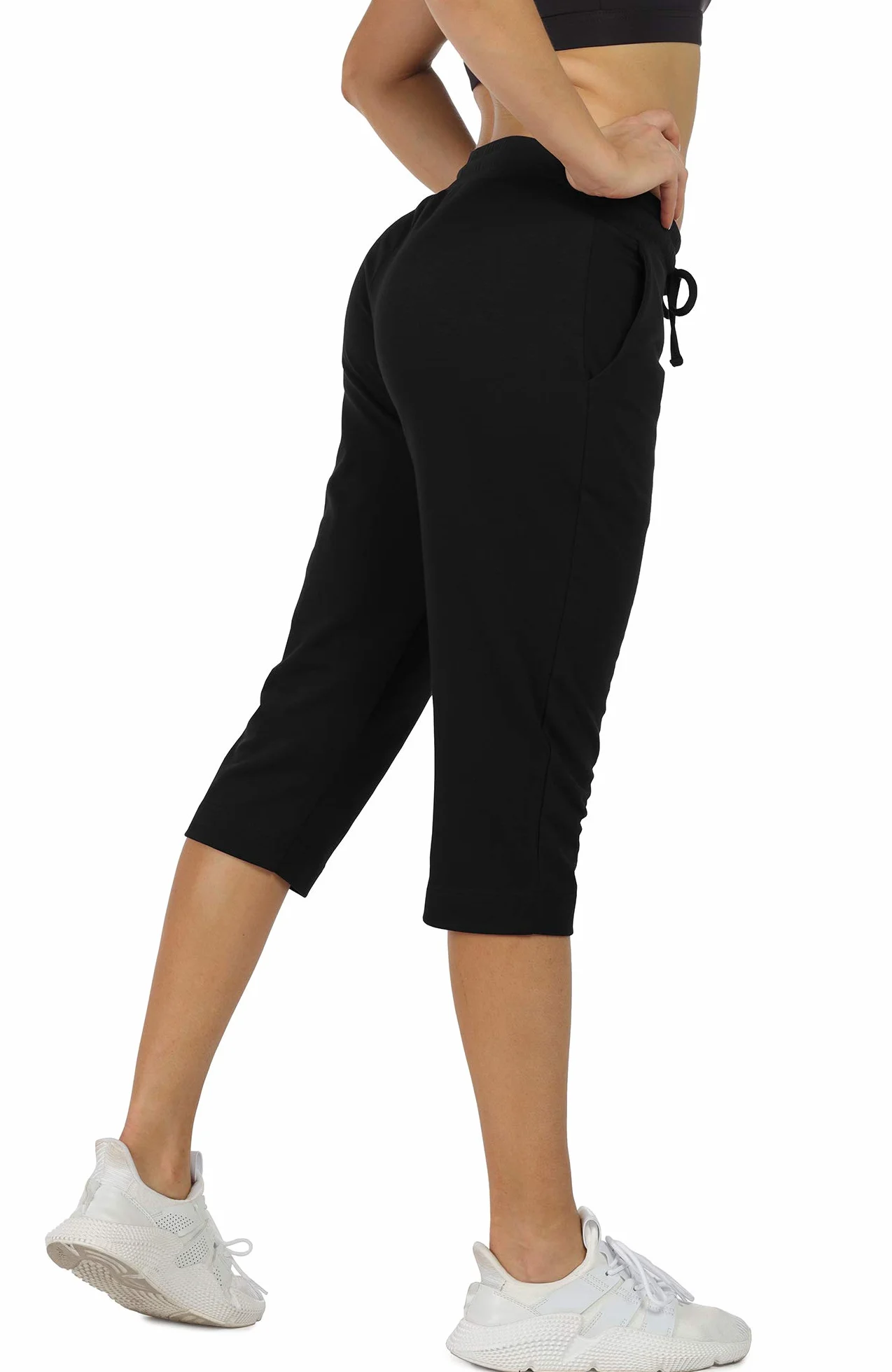 icyzone Pantalones Deportivos 3/4 para Mujer, Pantalones de chándal Informales, Pantalones Rectos con Bolsillo Verde