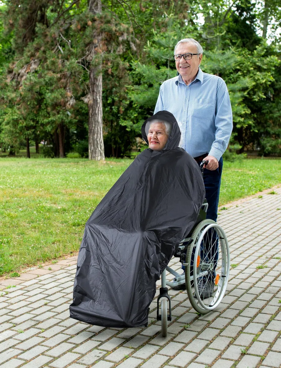 ANYOO Funda Impermeable para Poncho para Silla de ruedas, Poncho Ligero para Lluvia, Capa Protectora con Elásticos que Proporciona Protección seca para Sillas de ruedas, Talla única