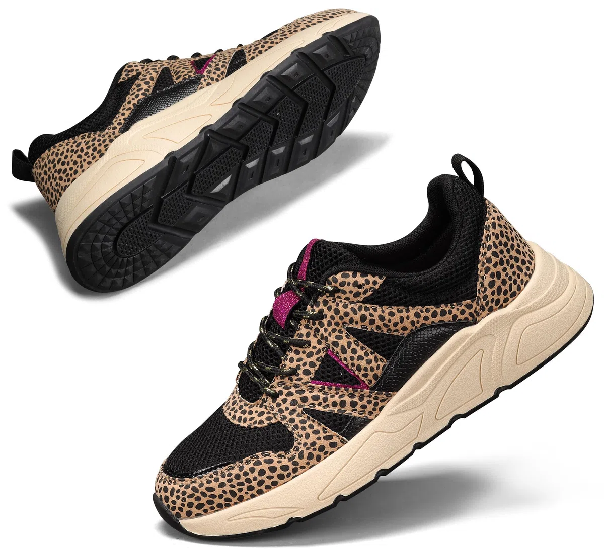 LUCKY STEP Zapatillas de Moda para Mujer - Plataforma de Leopardo para Caminar y Tenis