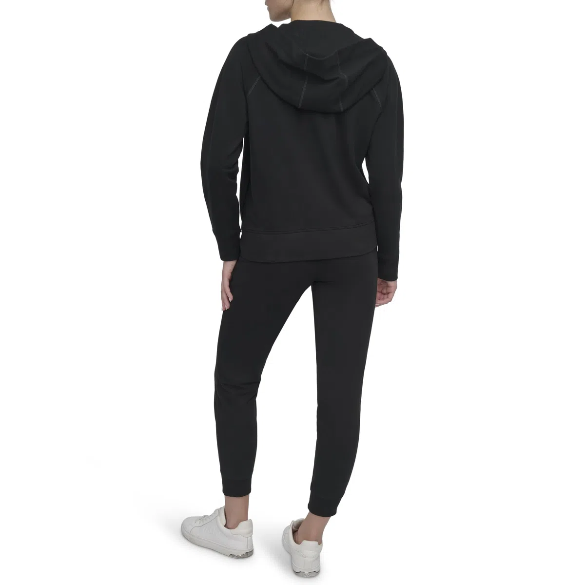 DKNY Logo Drawstring Full Zip Fleece Hoodie Sudadera con Capucha para Mujer