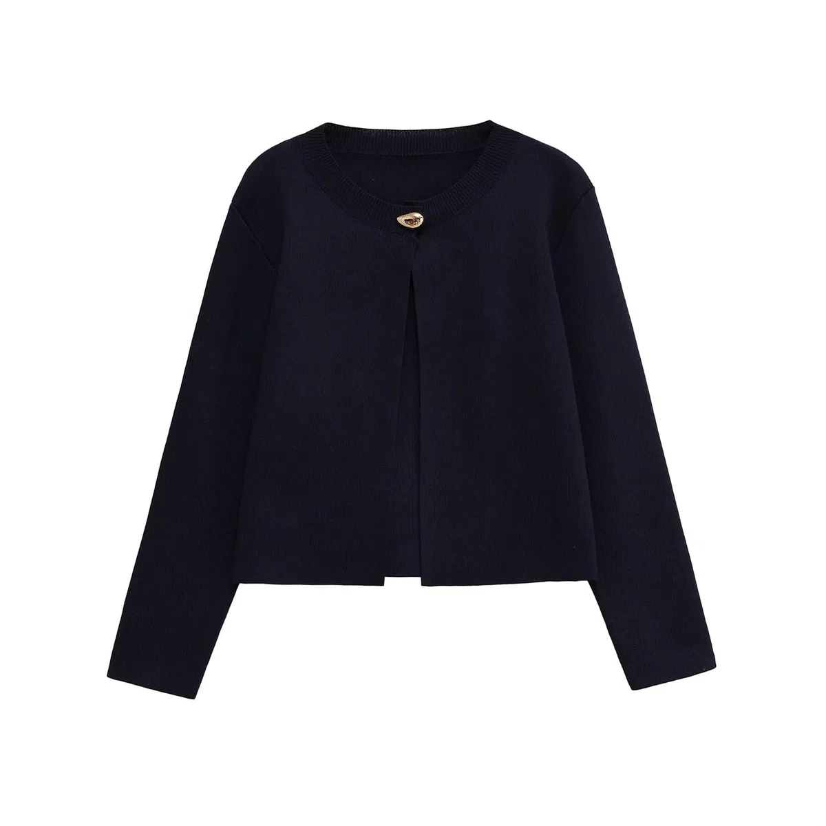 Cárdigan de Punto de Manga Larga con Cuello Redondo y un Solo botón for Uso Diario de principios de otoño, Chaqueta, suéter versátil(L)