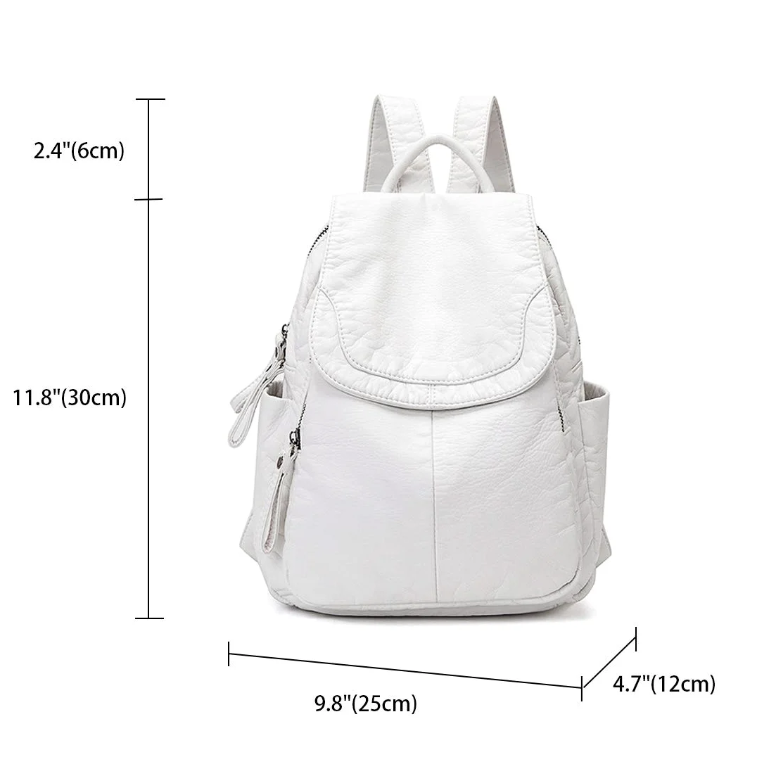 BUKESIYI Mujer Bolsos Mochila Niña Vestir Antirobo Pequeña Casual Bandolera Portatil PU Cuero Piel ES78179 Gyöngyfehér