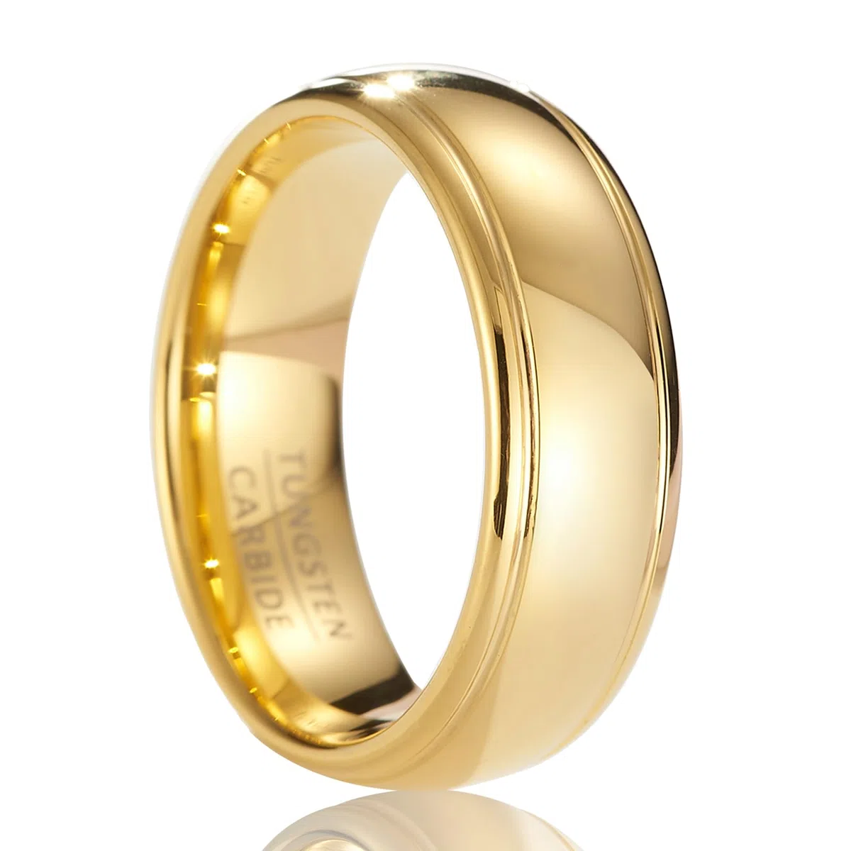 Anillos de boda dorados de carburo de tungsteno para hombre y mujer con un ancho de 8 mm, adecuados para bodas, compromisos, aniversarios y regalos.