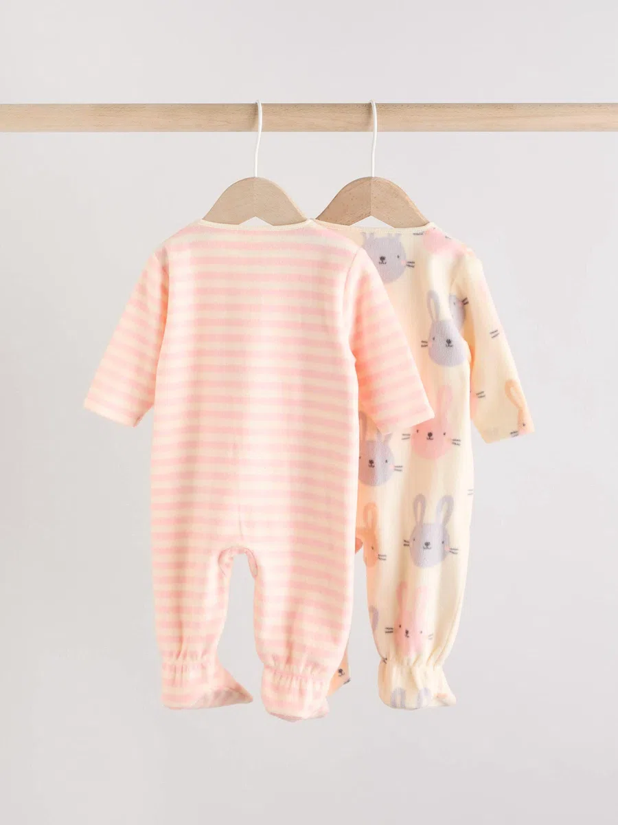 NEXT Bebés niña Pack de 2 Pijamas Tipo Pelele de Micropolar con Cremallera bidireccional para bebé