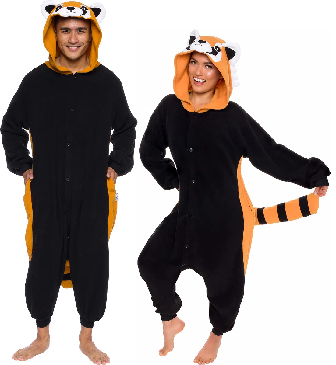 Pijama unisex para adultos, disfraz de animal de panda roja de una pieza, color lirio plateado