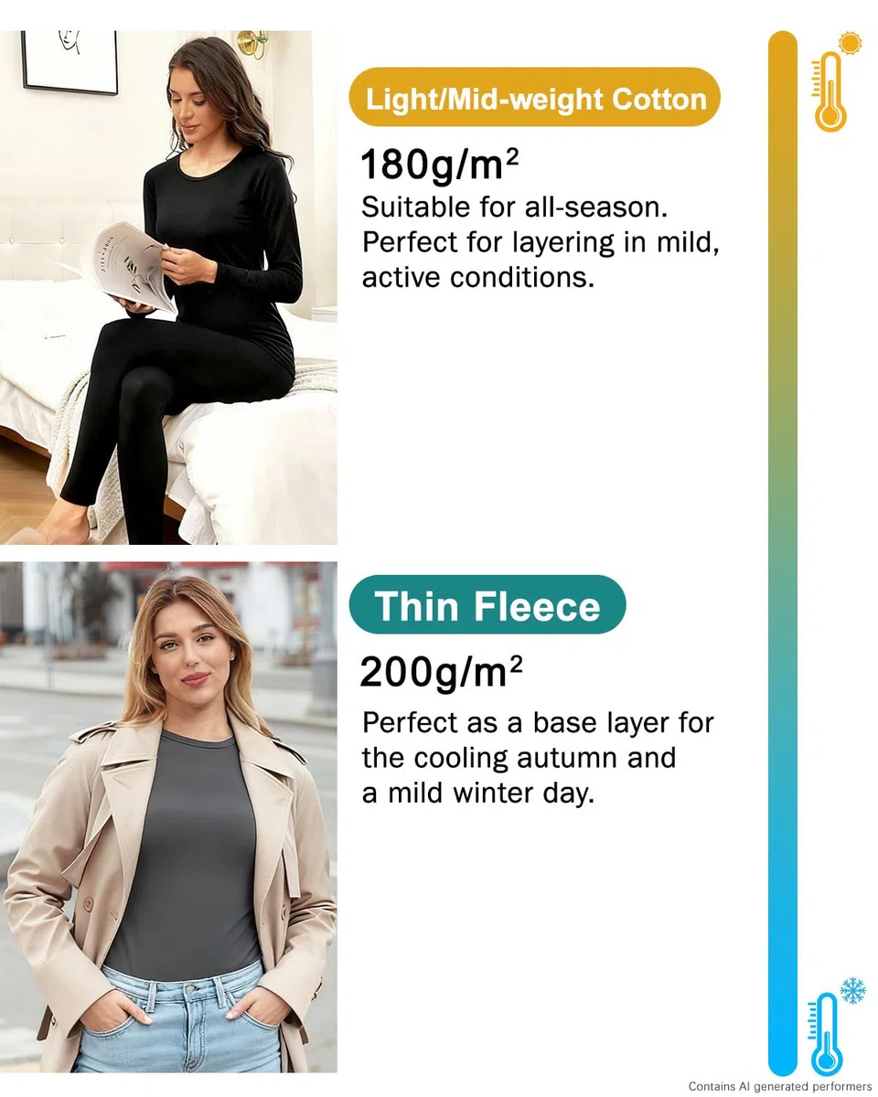 wirarpa Conjunto térmico de algodón para Mujer: Capa Base cálida, Parte Superior Ligera de Manga Larga y Pantalones de Pijama