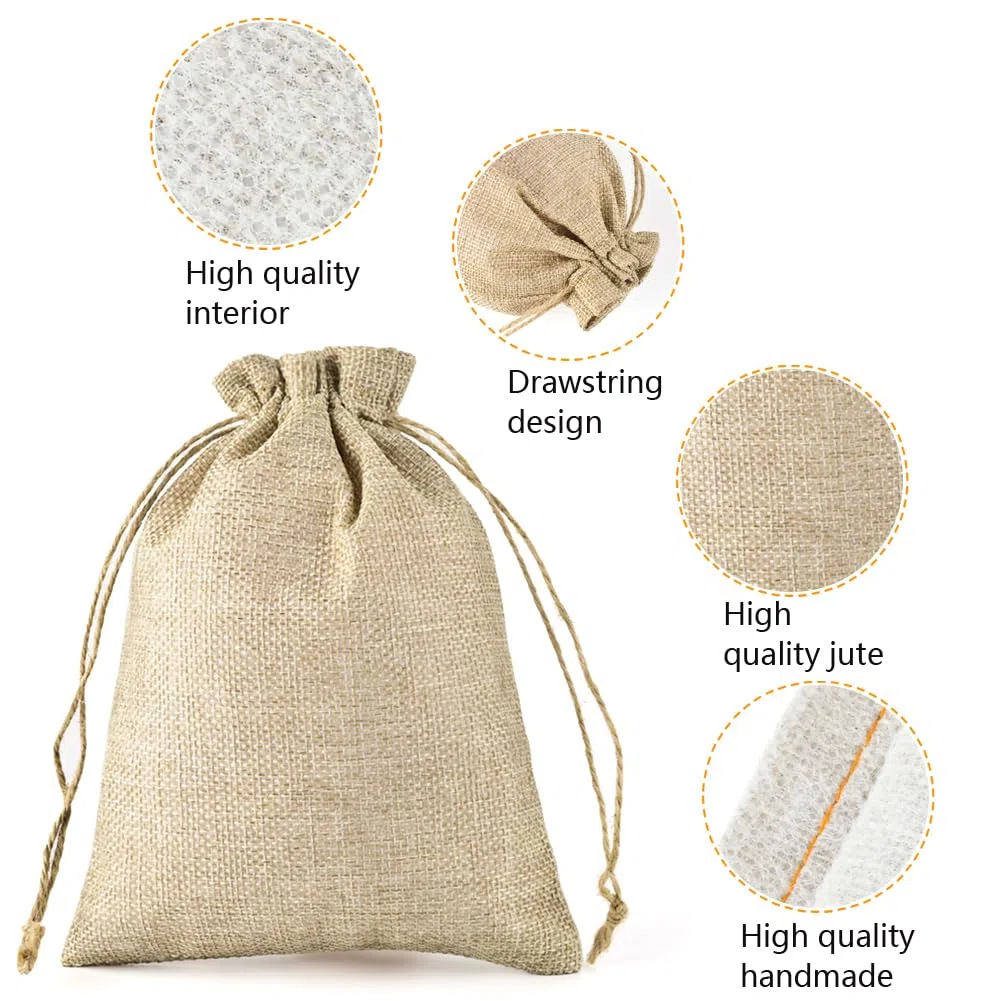 CLYPY 20 bolsas de yute de 20 x 30 cm con cordón, bolsas de tela con cordón, bolsas de yute para rellenar, bolsas de yute para Navidad, bolsas de regalo para bodas, recuerdos, Navidad (natural)