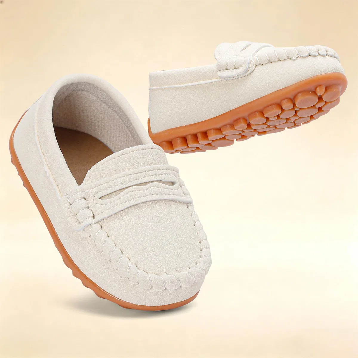 LACOFIA Mocasines para bebé, antideslizantes, para primeros pasos, pantuflas para niños pequeños