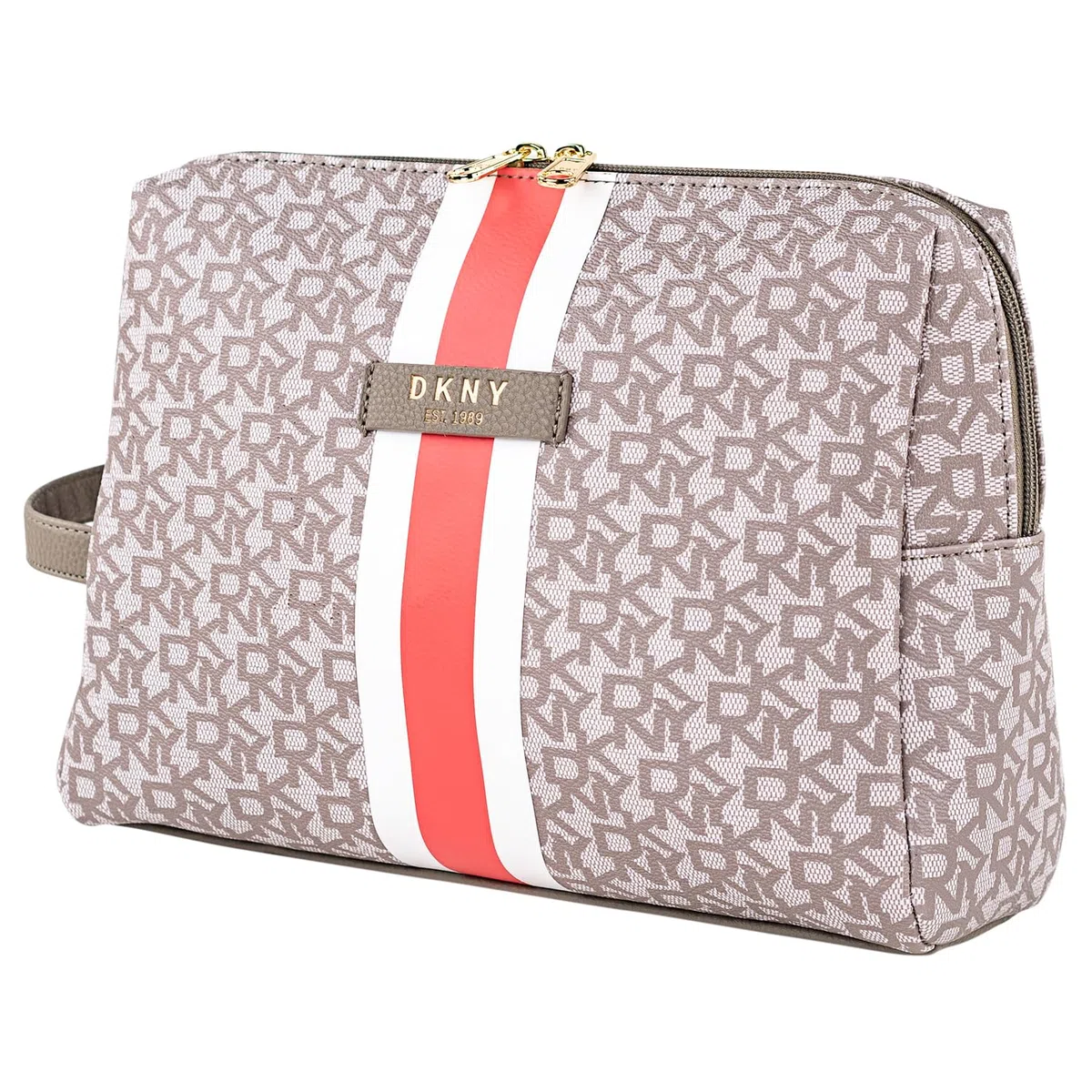 DKNY - Neceser Viaje Grande Mujer Bolsa Aseo Mujer Plegable Impermeable con Compartimentos Organizadores para Cosméticos y Accesorios de Higiene, Coral