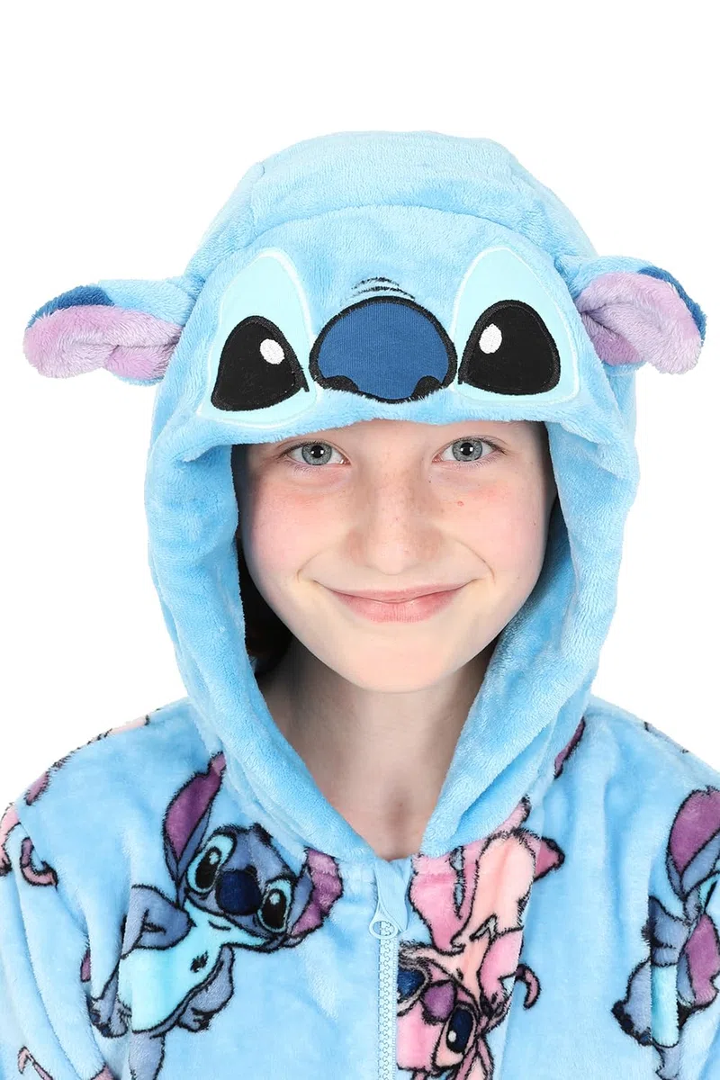 Disney Pijama de forro polar para niñas Lilo and Stitch & Angel Blue All in One