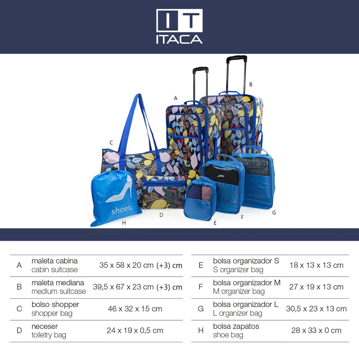 ITACA - Maletas De Viaje Cabina 55X40X20 Material EVA Ligero, Trolley con Ruedas Maleta De Mano para Avion Maleta Cabina Equipaje para Viajes Cortos. Compatible Ryanair, Azulon