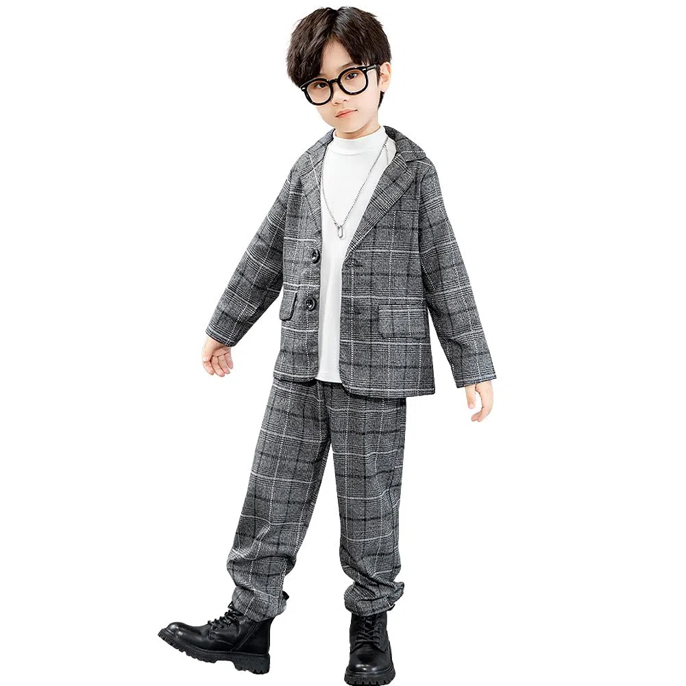 Traje Niños Boda y Ceremonia Vestido Formal Conjunto de Dos Piezas Blazer y Pantalones de Primavera y Otoño