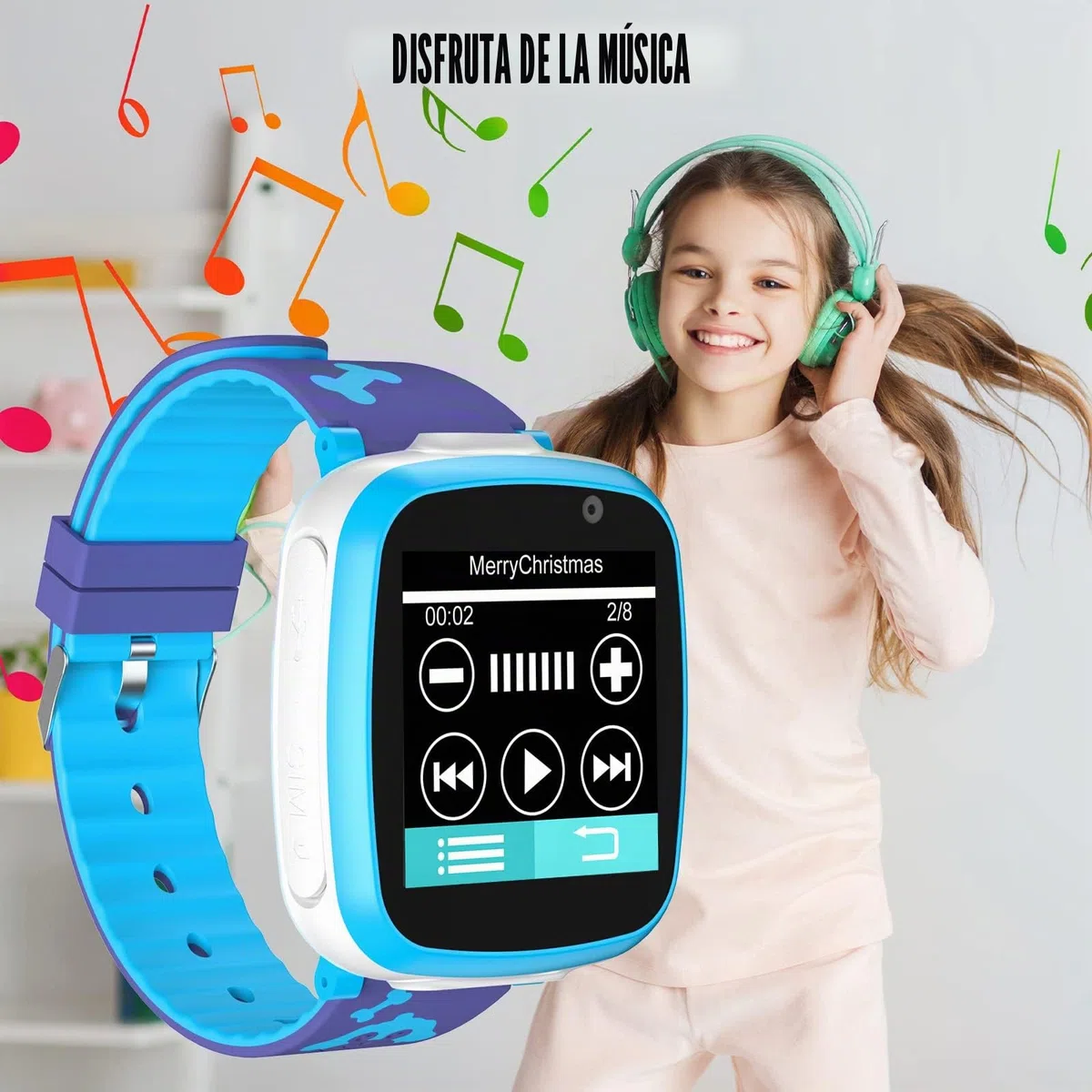 Reloj Inteligente, Relojes Llamadas Chat de Voz SOS Control Parental Cmara música Juegos multicolor Relojes Telefono Regalo para Niños Niña de 3-12 Años