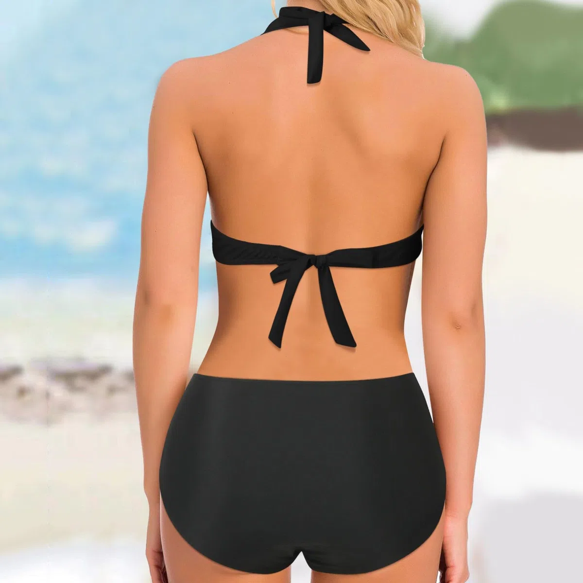 Conjuntos De Bikini for Mujer Conjunto Traje Baño Estampado con Parte Inferior, Negro, S