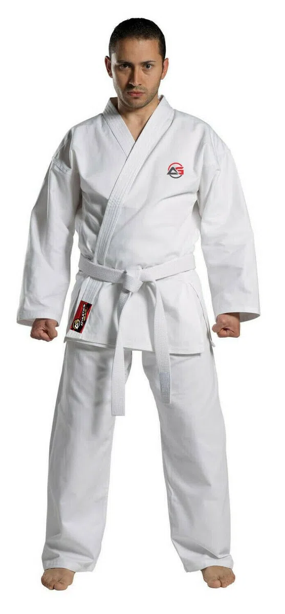 Athletics Gear - Kit de uniforme de karate con cinturón, mezcla de algodón y poliéster, peso ligero, para niños, hombres y mujeres