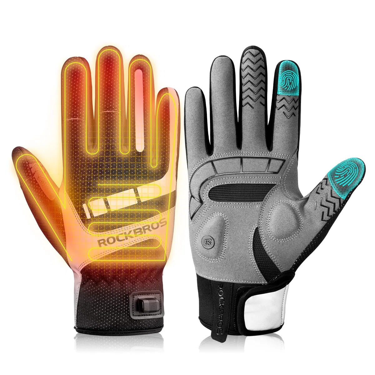 ROCKBROS Guantes de Ciclismo Antideslizantes, Guantes Antiviento Hombre Mujer con Pantalla Táctil Resistente al Agua para Bicicleta Moto Deportes al Aire Libre