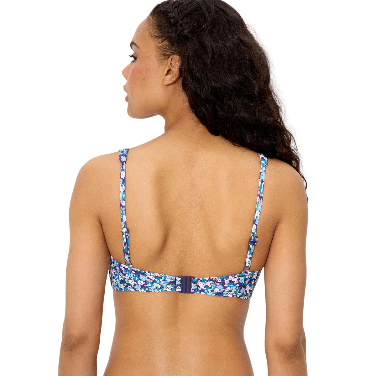 YSABEL MORA. Top Bikini Triángulo Liberty Azul Copa C. Top Bikini Triángulo con Aro Y Relleno Extraíble. Tirantes Regulables para Combinación Personalizada .Colección Flowers.