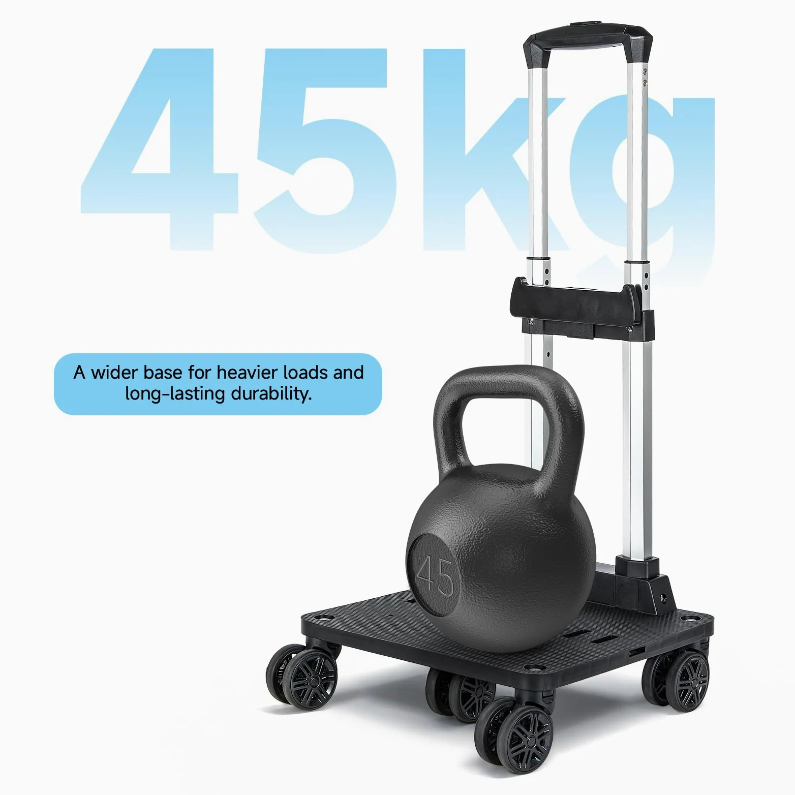 Amythe Carrito Escolar con 5 Ruedas Plegable, Carro Universal con 2 Correas de Sujeción para Mochilas y Equipaje de Viaje, Altura Ajustable, Negro