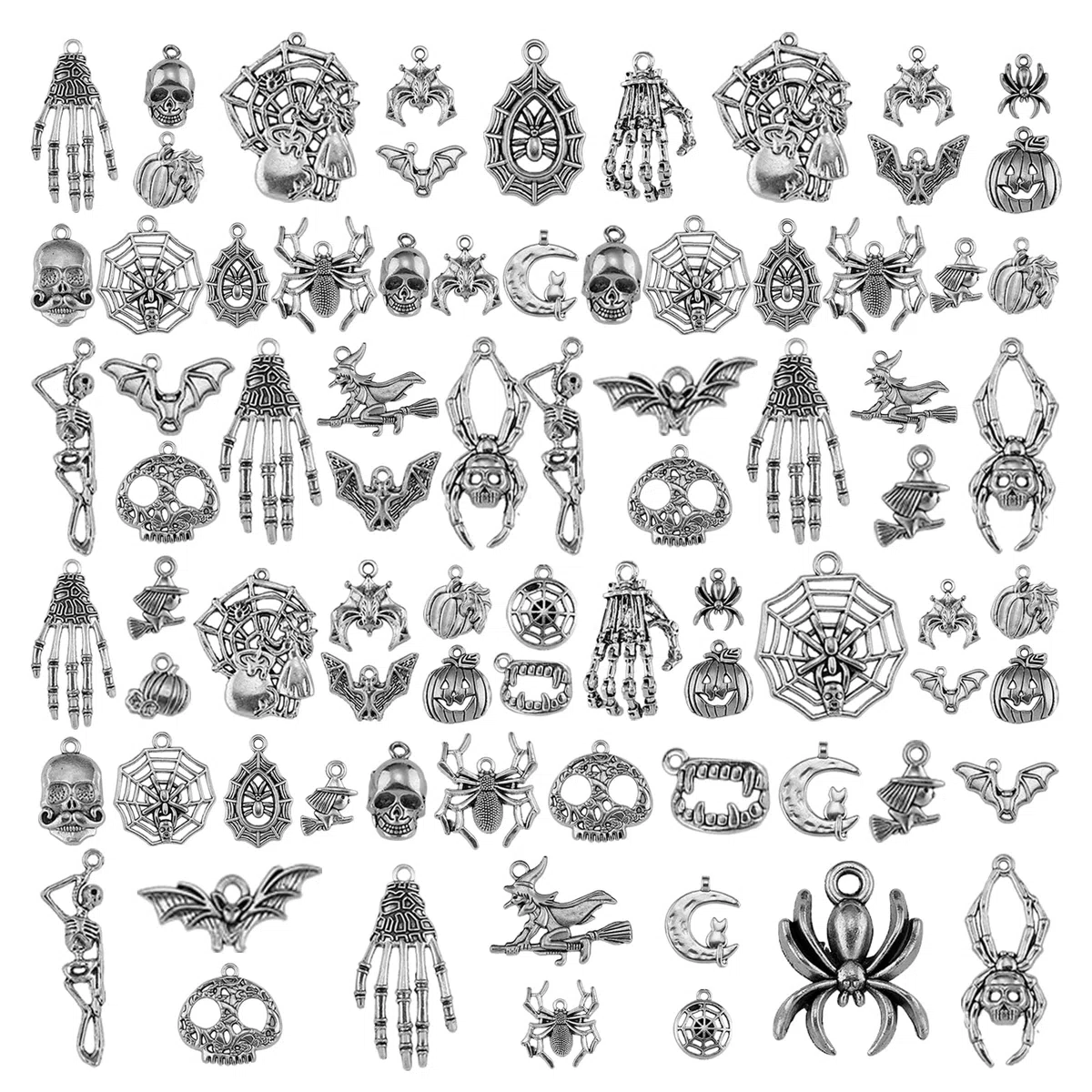 80 Piezas Esmalte Encanto Colgante para Halloween, Encantos de Aleación para Hacer y Fabricación de Joyas, Decoraciones