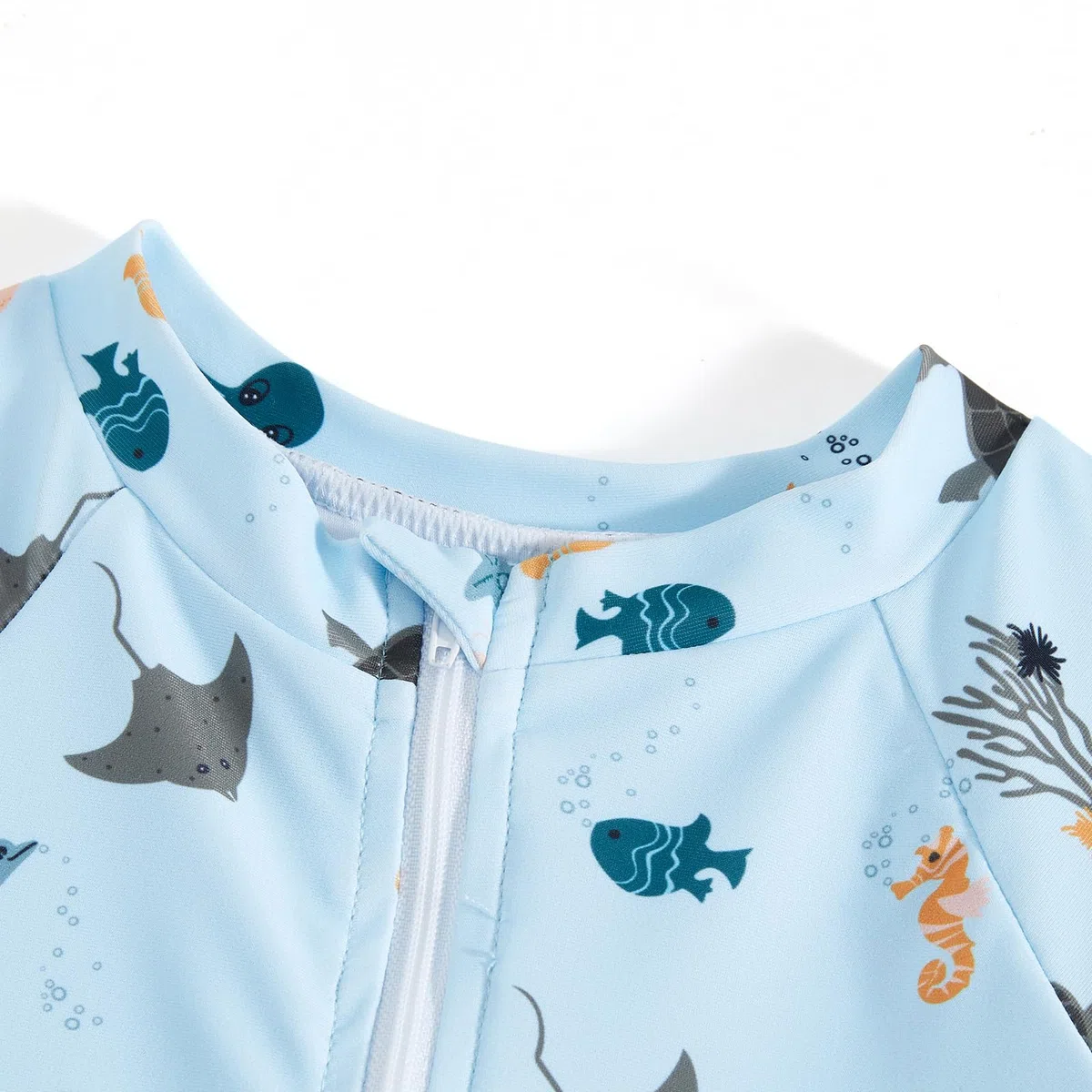 JiAmy Traje de baño para bebé niño con sombrero de sol de manga corta con cremallera, protección solar, playa, traje de baño de una pieza, 6M-5Y