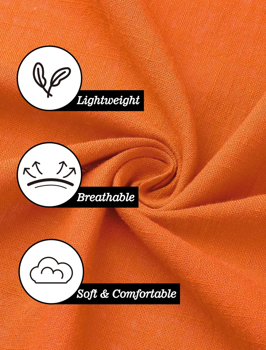 HISDERN Camisas de Lino y Algodón para Hombre Manga Larga Ligeras Verano Lino Camisa de Ajuste Regular Abotonadas Casual Shirt con Bolsillo