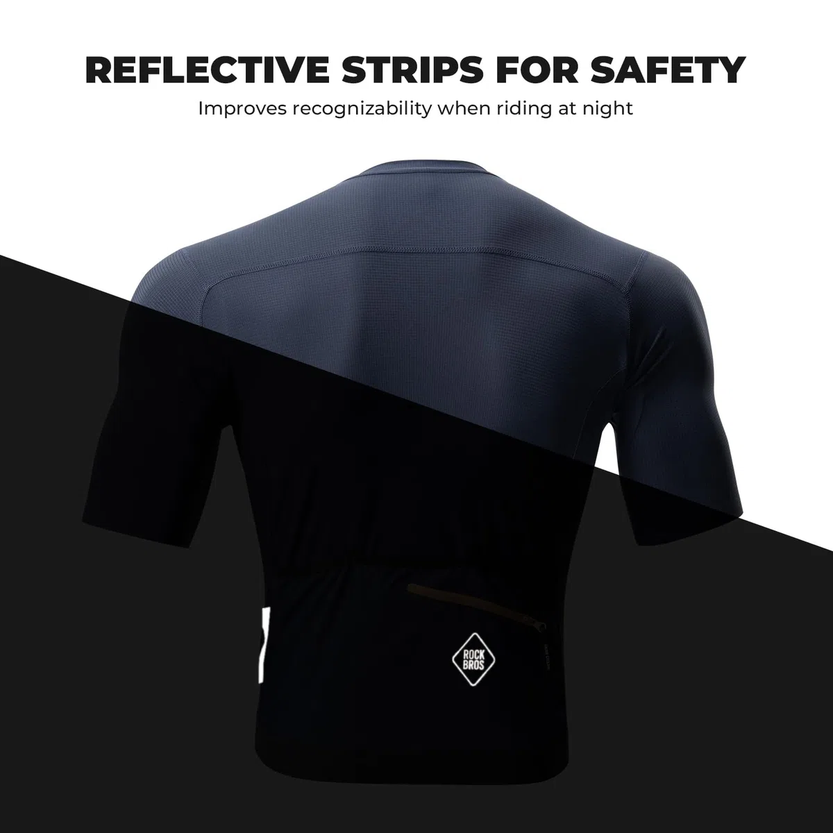 ROCKBROS Maillot Ciclismo Manga Corta para Hombre, Ropa de Ciclismo Verano Transpirable Secado Rápido, Jersey de Ciclismo con 3 Bolsillos para MTB Bicicleta de Carretera