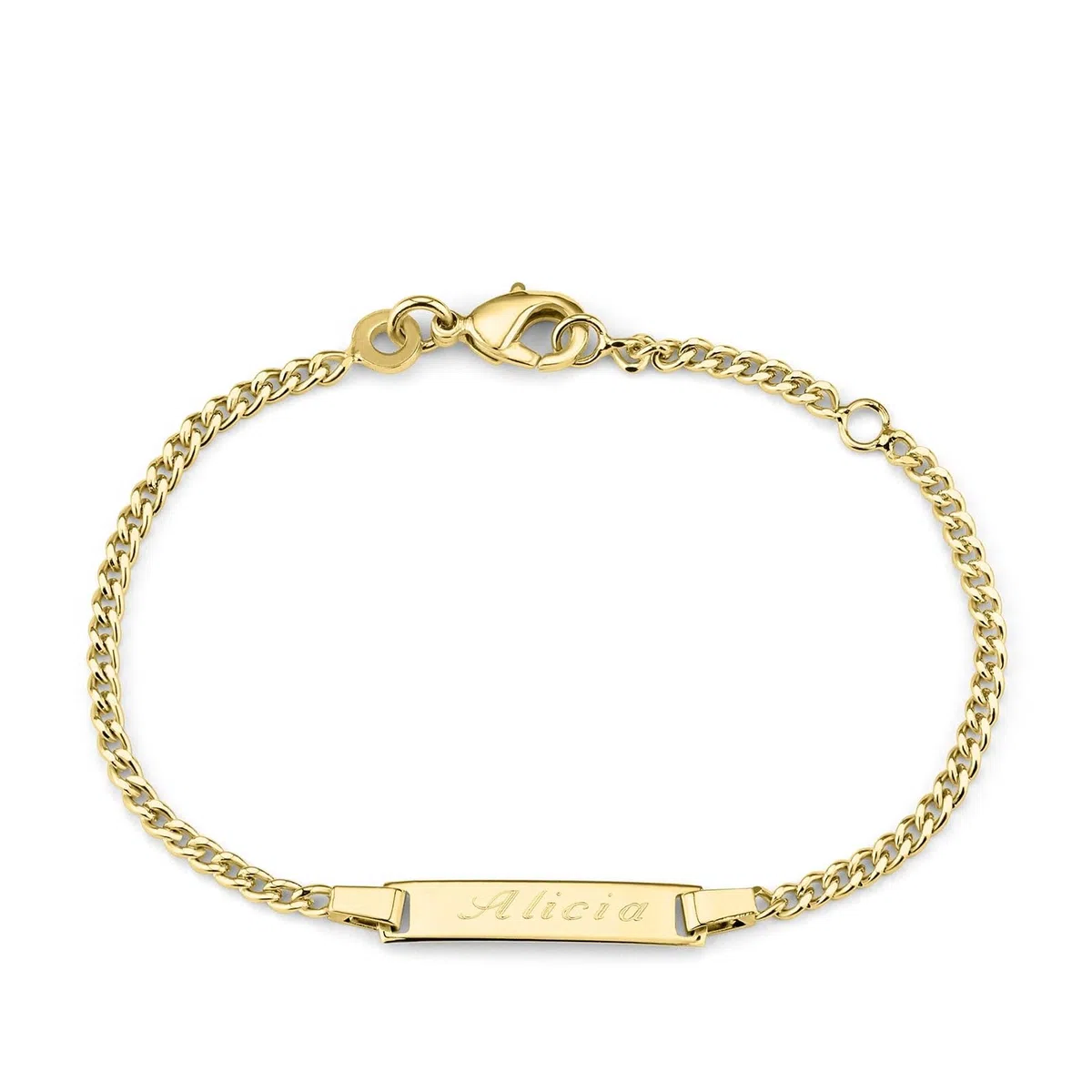 Moments Precious - Pulsera infantil con placa personalizada chapada en oro