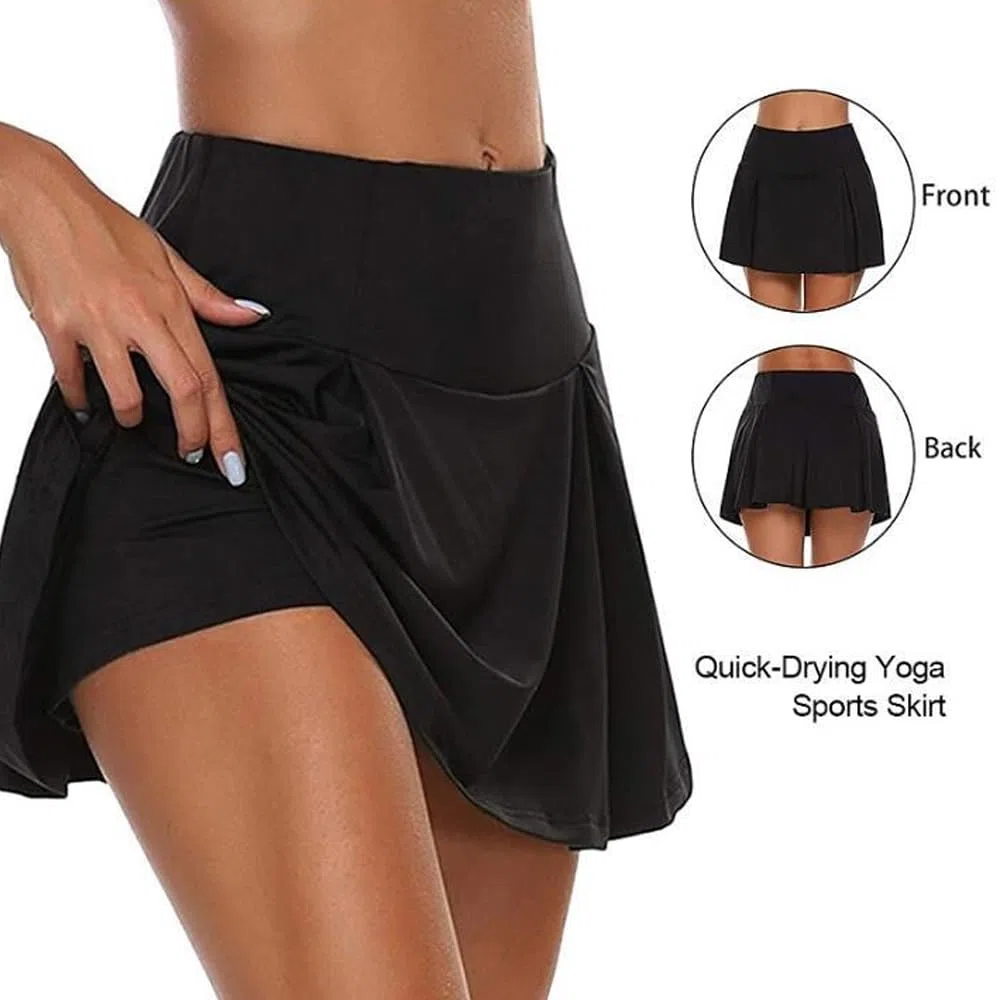 Falda Tenis Mujer Diseño de Cintura Alta Falda Pantalon Cómodo y Transpirable Falda Forma en A Alta Elasticidad Adecuado de Yoga Fitness Gym Tenis al Aire Libre