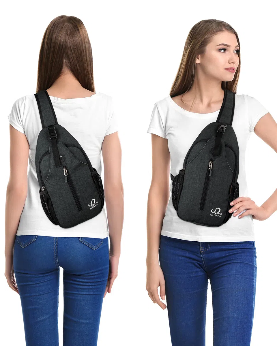 WATERFLY Pequeña bolsa de senderismo: mochila cruzada para el pecho para hombres y mujeres con correa de hombro agradable a la piel