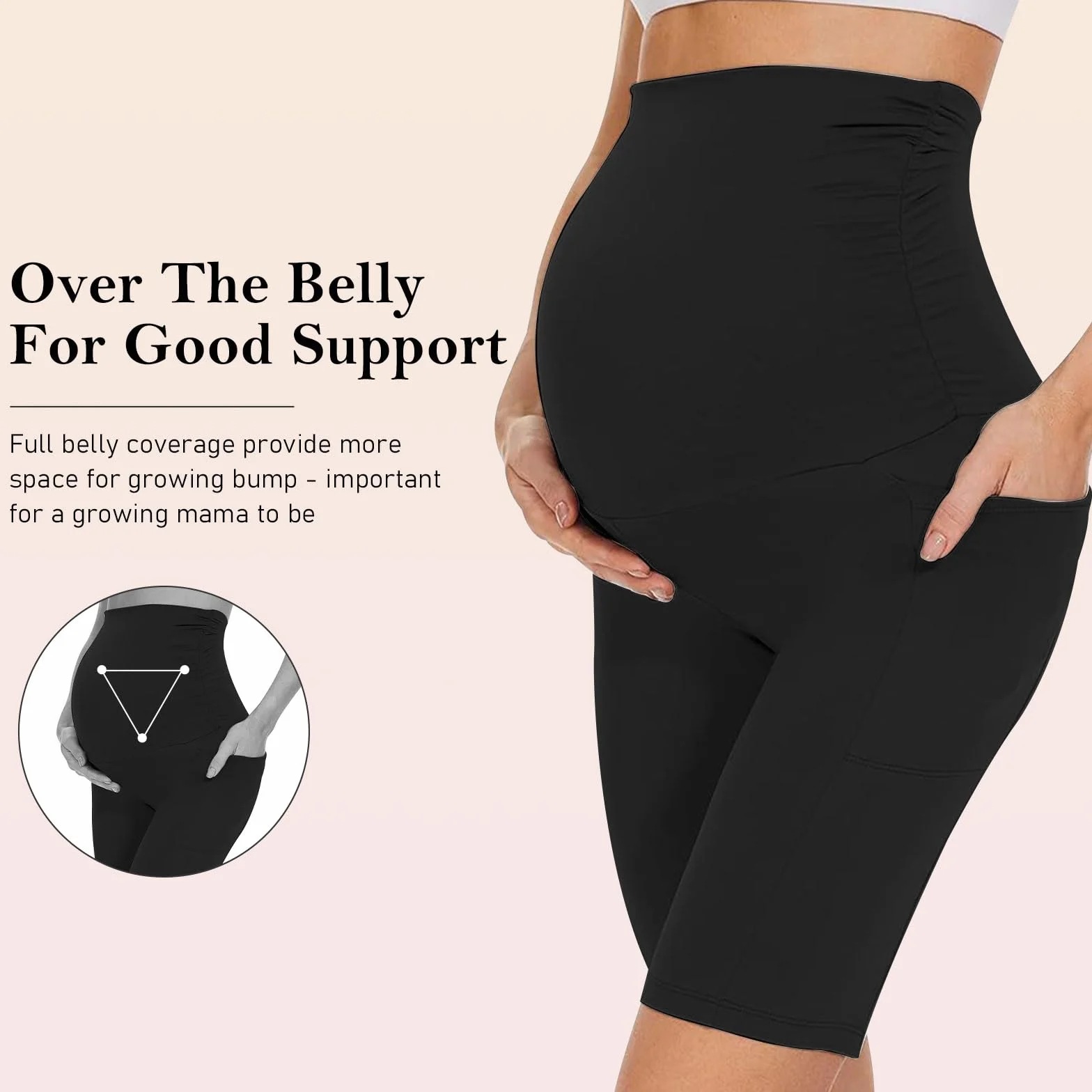 Pantalones Cortos de Maternidad para Mujeres sobre el Vientre Embarazo Pantalones Cortos de Motorista Workout Active Running Yoga Shorts