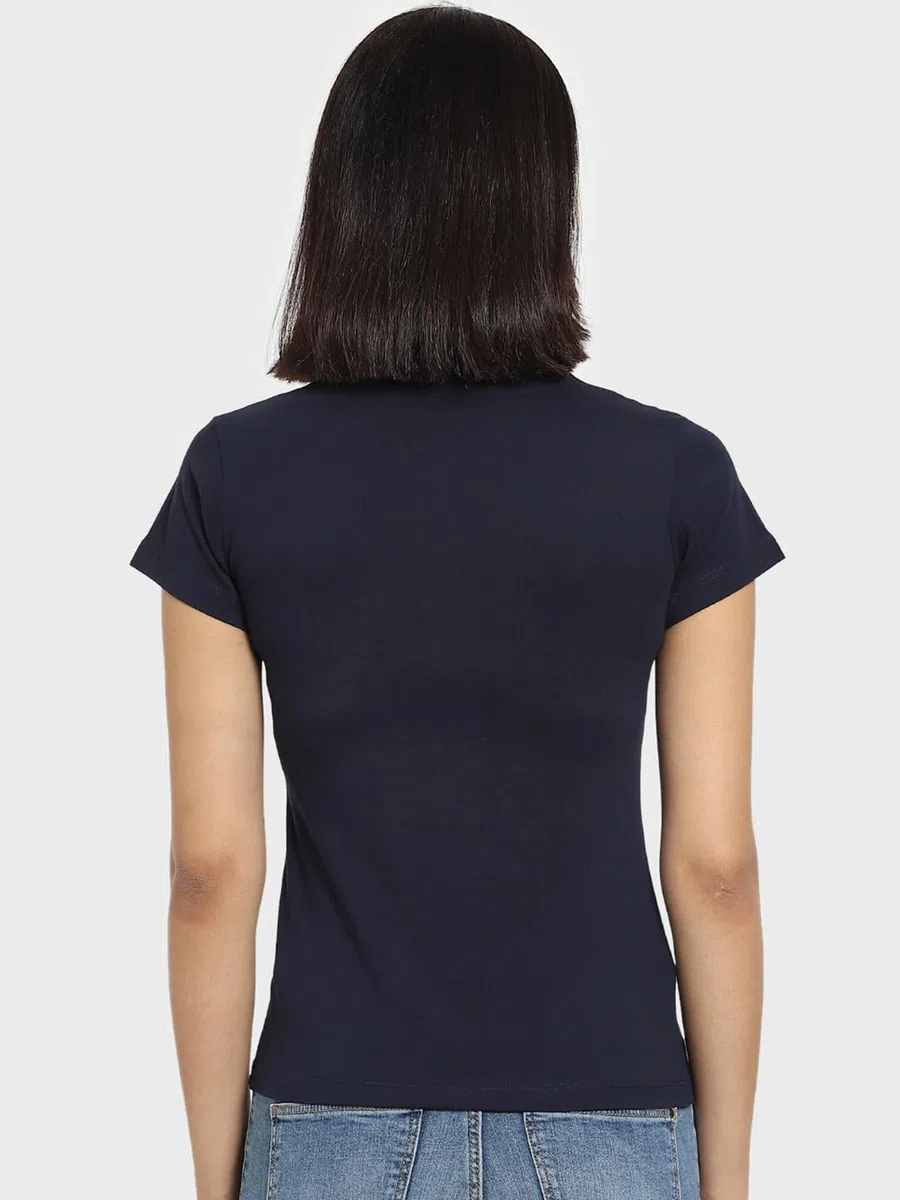 Bewakoof 243240_BK - Camiseta de manga corta con cuello redondo para mujer (paquete de 1)