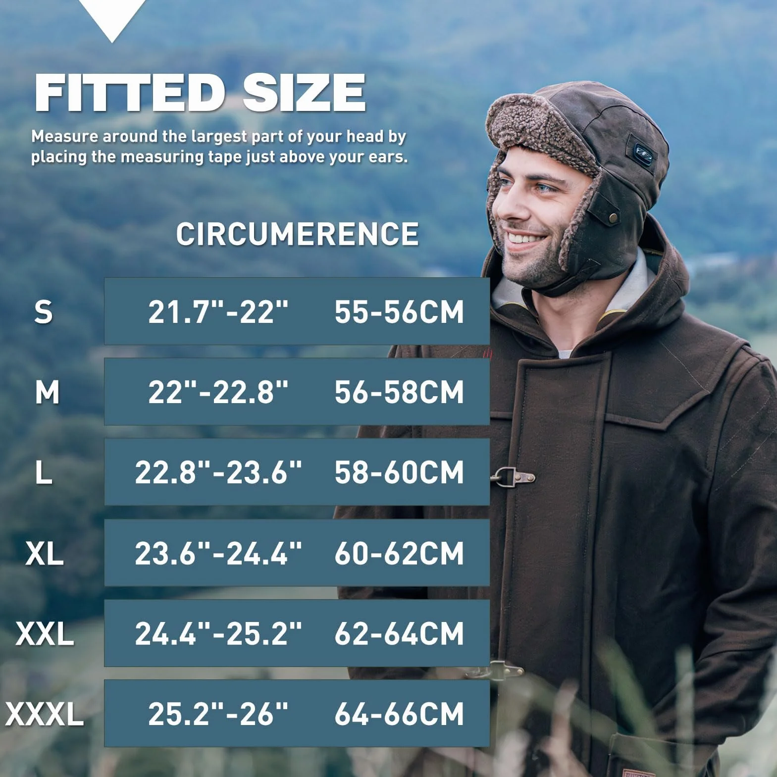 TOP-EX Gorro de invierno impermeable, gorra de piloto de aviador con orejeras resistentes al viento, gorra con forro polar cálido para actividades al aire libre frías y húmedas, 55-66 cm