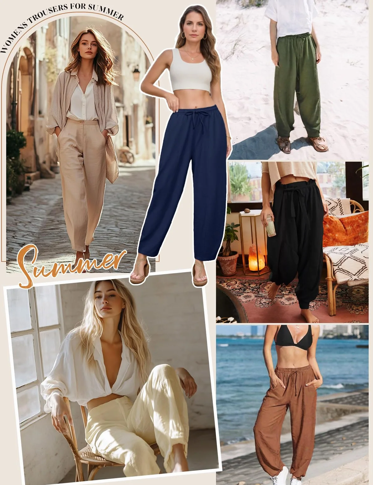 UMIPUBO Pantalones Mujer Verano 7/8 Pantalón Comodo Cintura Elástico Pantalon de Anchos Ligeros Moda para Trabajo Jogger con Bolsillos Frescos Deporte Causal Vacaciones