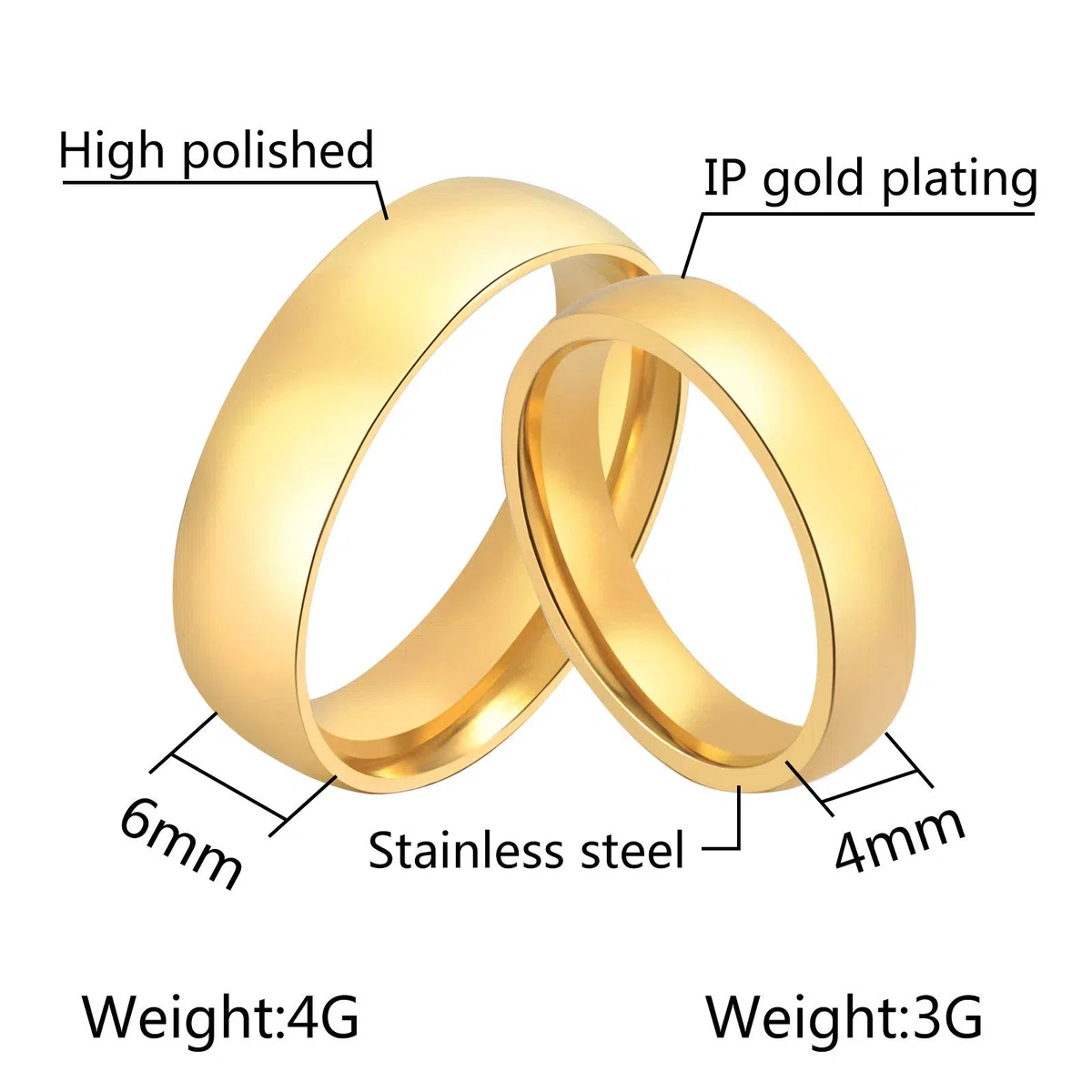 Daesar - Anillo Compromiso Pareja,Anillo Oro Anillo Acero Inoxidable Anillos Mujer Anillos Hombre Anillo Boda