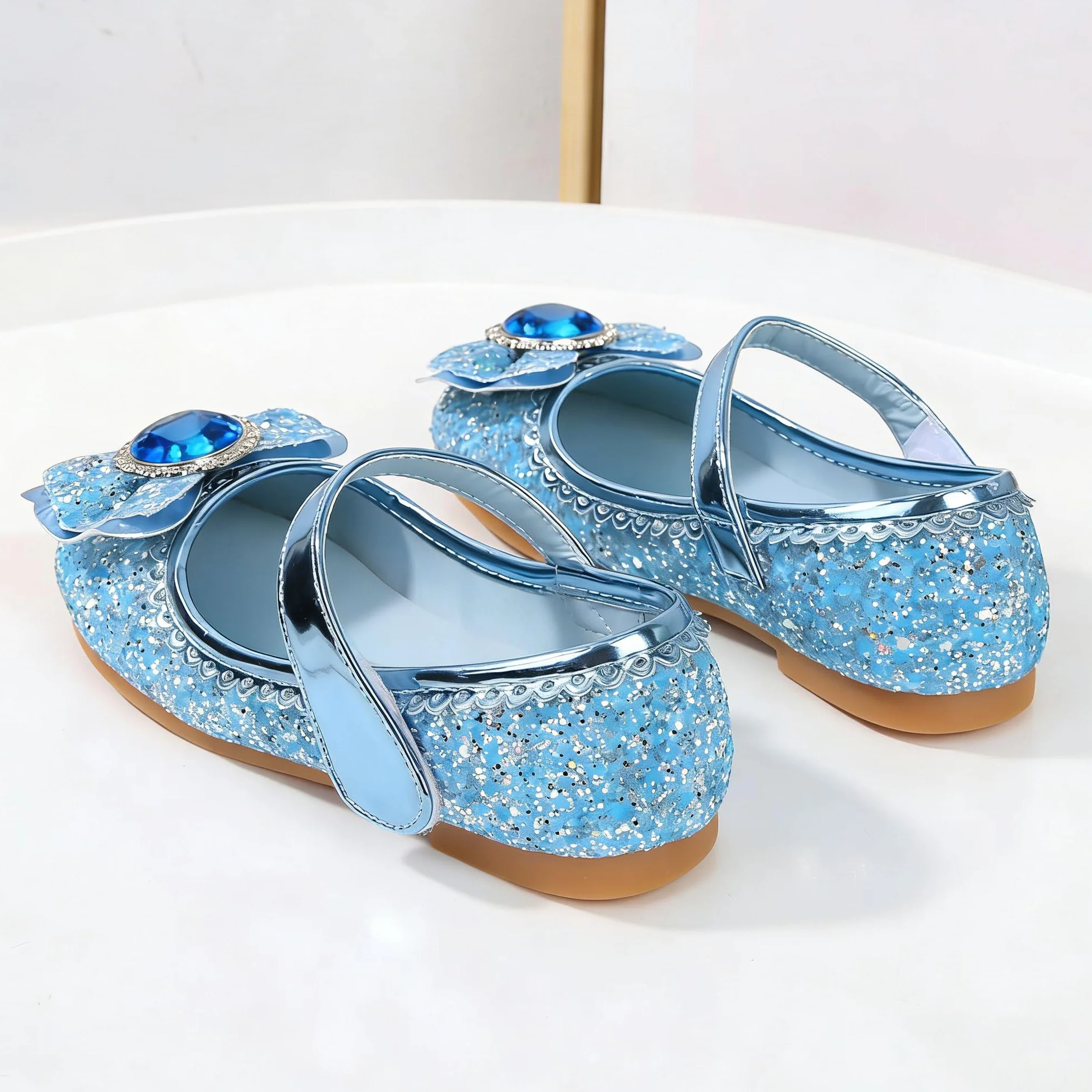 New front Bailarinas Niñas y Niñas Bailarinas de Cuero Zapatos de Fiesta Individuales Zapatos de Baile con Lentejuelas Princesa Elegante Bailarina Plana Bimba Fiesta