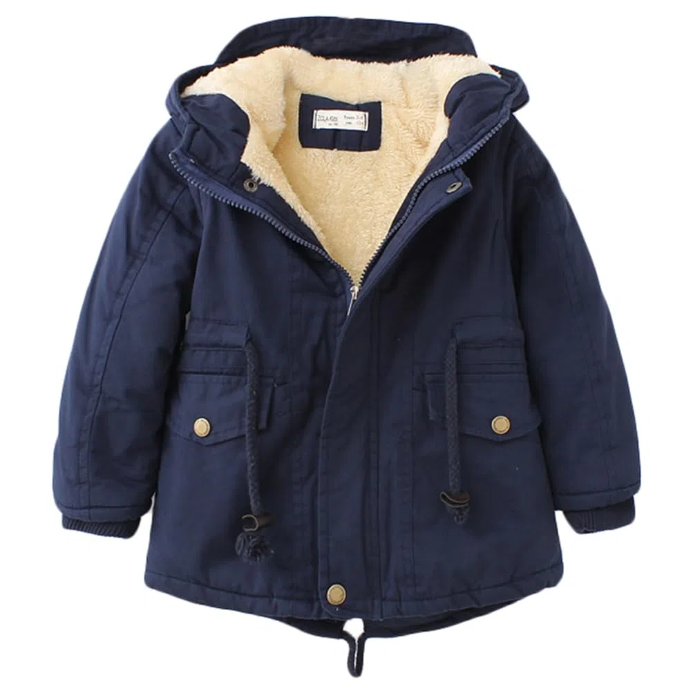 Niños Niñas Parka Invierno Forro Polar Chaqueta con Capucha Cálida Abrigos Casual Chaqueta con Cremallera 3-10 Años