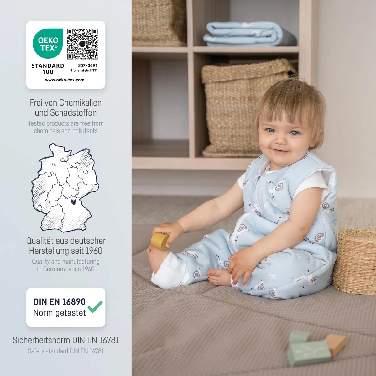 Julius Zöllner Mono de Dormir de algodón Jersey Fabricado en Alemania, Talla 92, Little Dinos, 9082763510, 24-48 Meses, Talla 92
