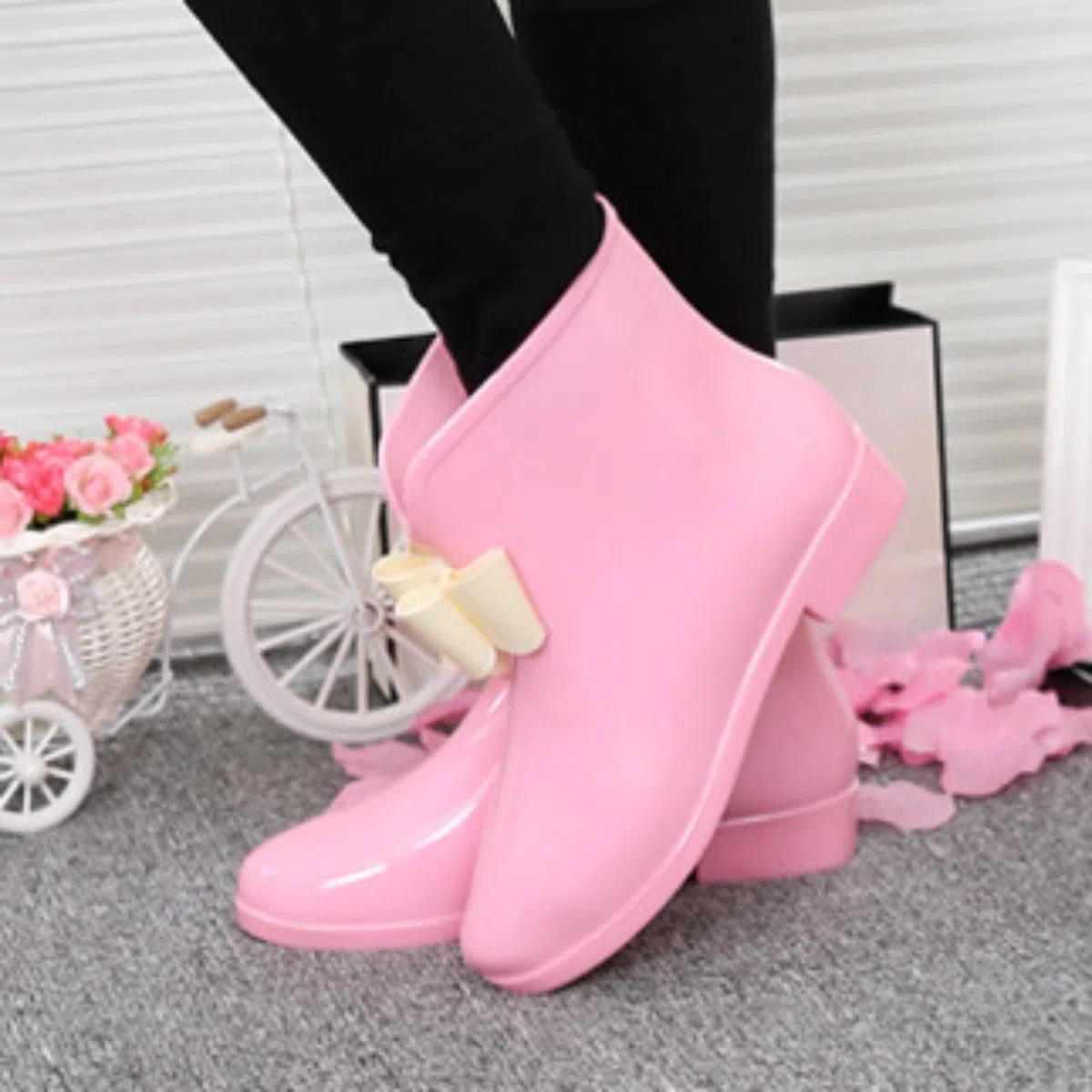 Botas de goma elegantes para mujer, botas de lluvia impermeables, botas de lluvia, botas de goma cortas, botas de goma, antideslizantes, botas de jardín, botas de lluvia