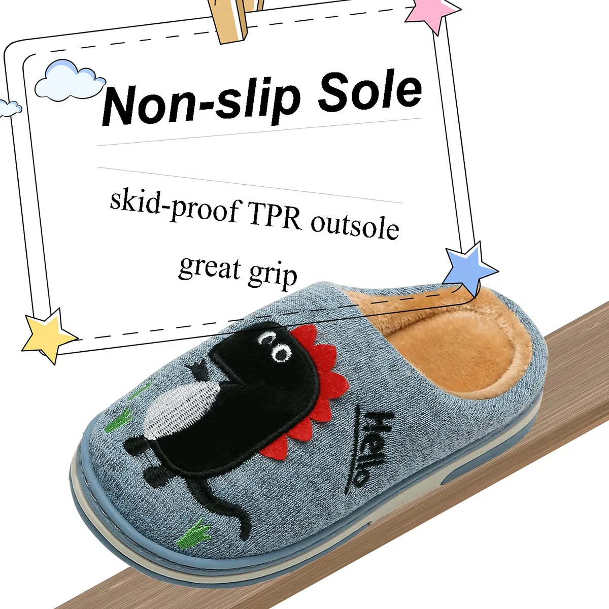 INMINPIN Zapatillas de Estar por Casa para Niñas Niños Caliente Pelusa Pantuflas de Invierno Lindo Zapatos Interior de Algodón con Dinosaurio de Dibujos Animados