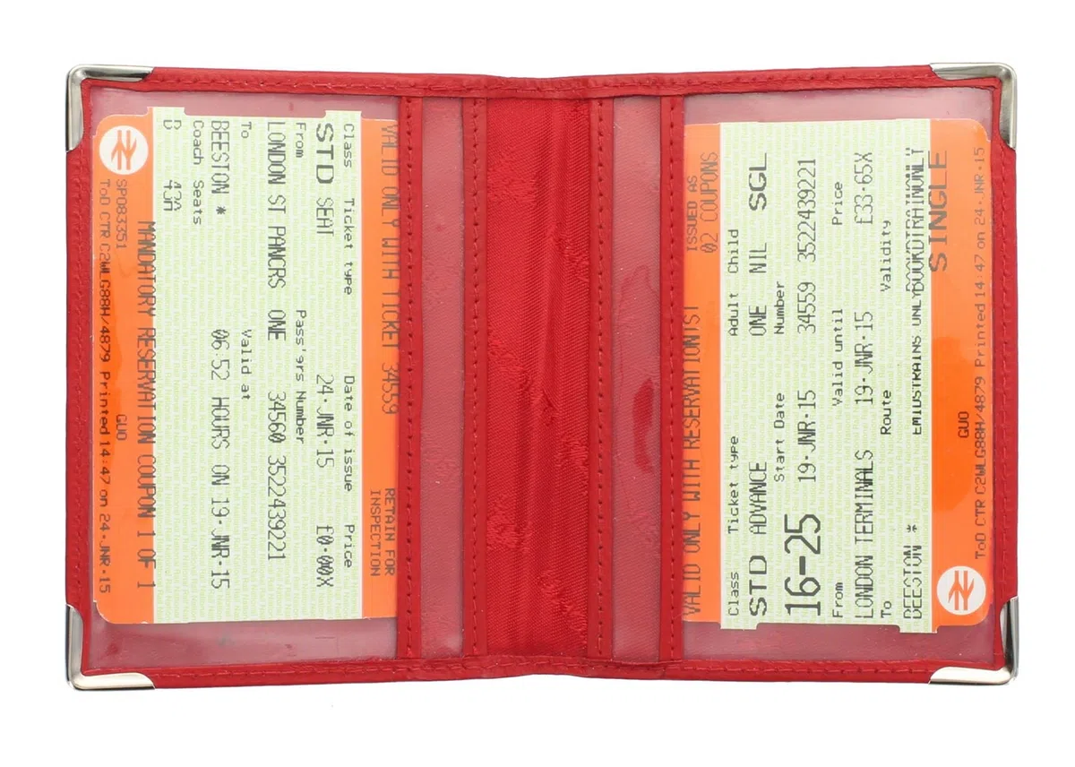 Visconti Portatarjeta de Viaje de Cuero con Protectores de Esquinas de Metal TC5 Rojo