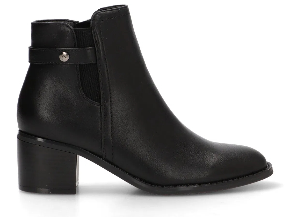 Etika ARMONY Botines de Tacón Ancho para Mujer, Botín Elegante con Detalle Plateado y Cremallera, Tacón Cómodo de 6cm, Modelo 30028