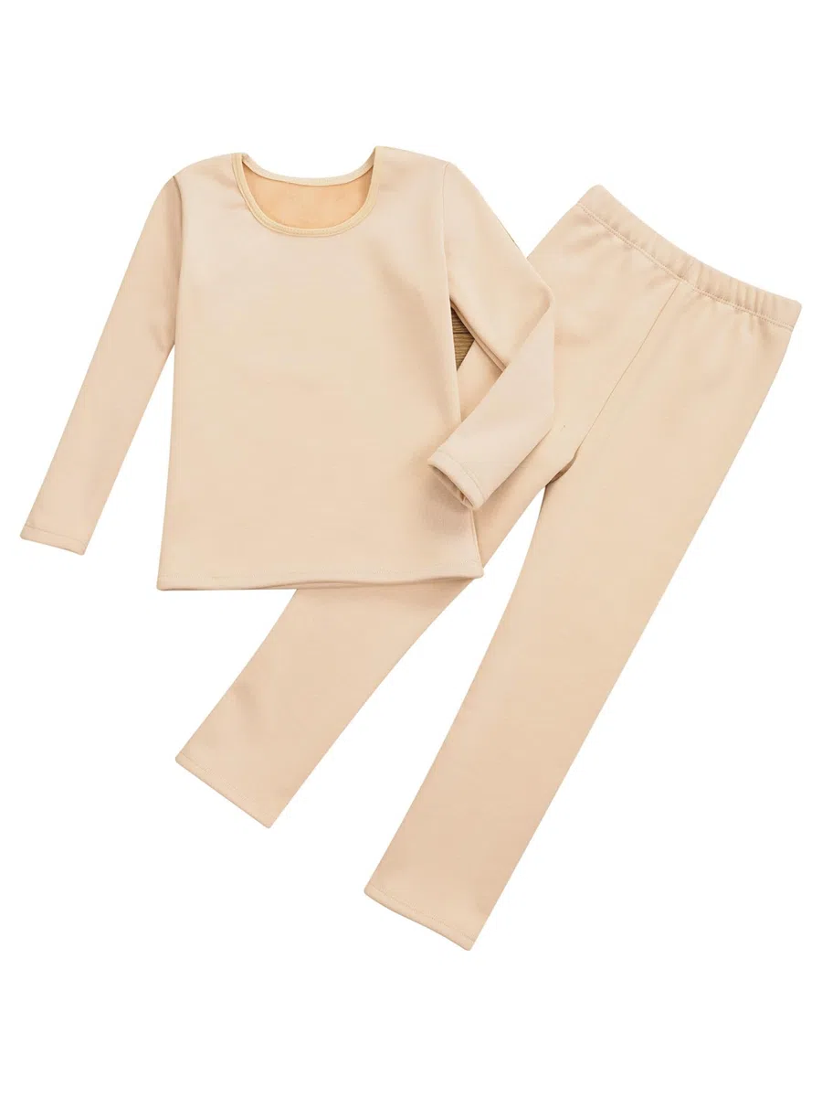 Conjunto de ropa interior térmica para niña con cuello redondo y leggings de ropa interior para gimnasia, baile y ballet