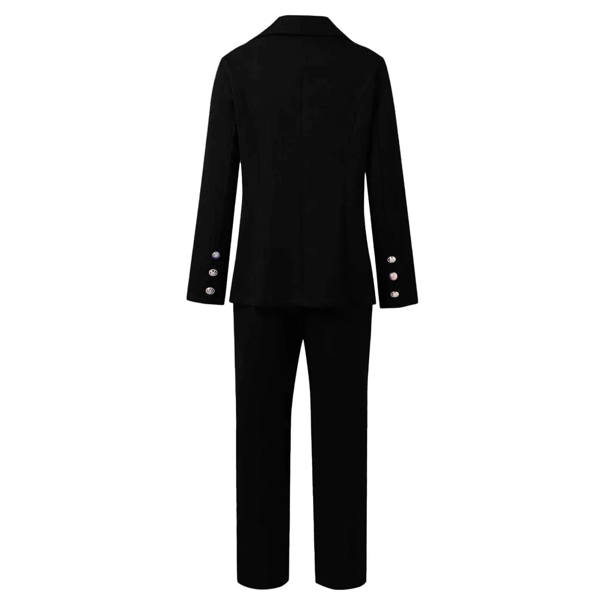 Tailleur - Conjunto de 2 piezas para mujer, elegantes y curvas, pantalones y chaqueta de ceremonia, traje de negocios, conjunto de pantalón y blazer de manga larga, color liso, para bodas y