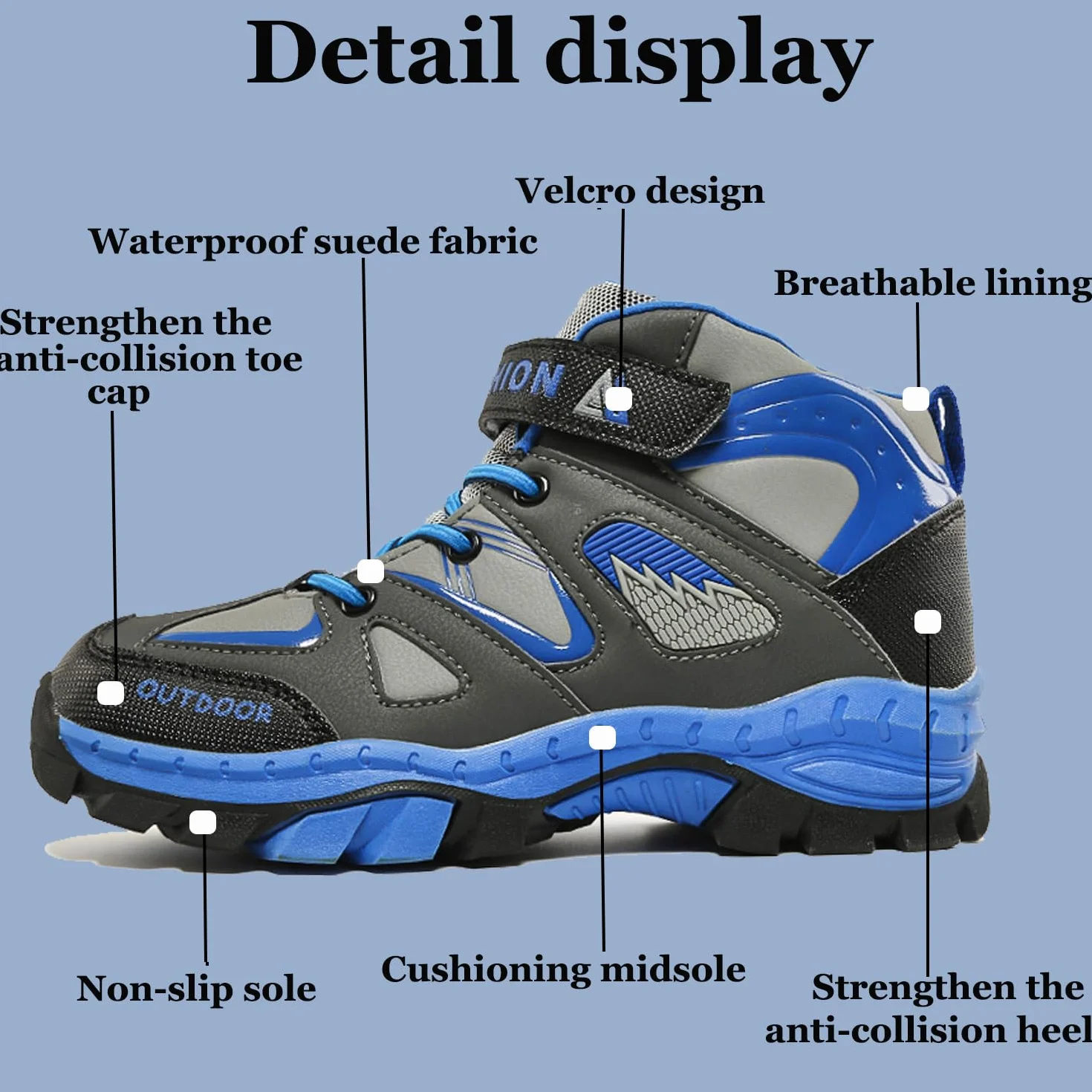 Zapatillas de Senderismo para Niño Impermeable Zapatillas de Trekking Outdoor Transpirable Antideslizante Zapatos de Montaña Calzado Deportivo